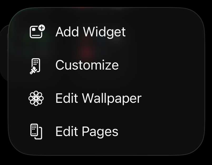 iOS Home Screen edit menu