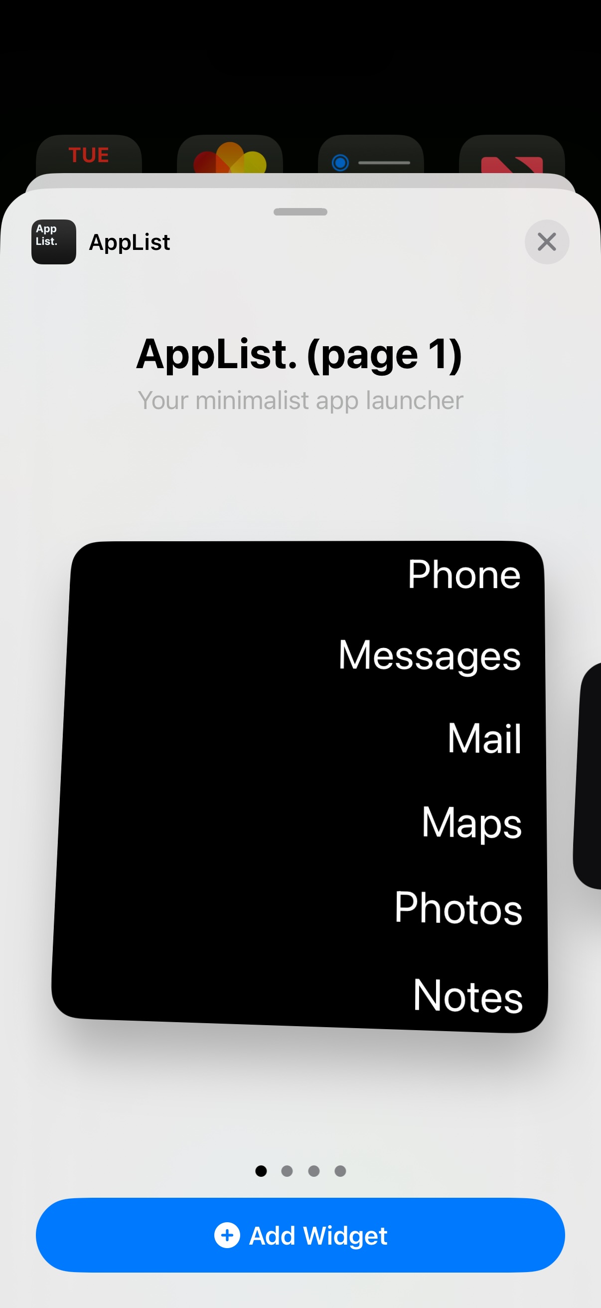 Adding the AppList. widget