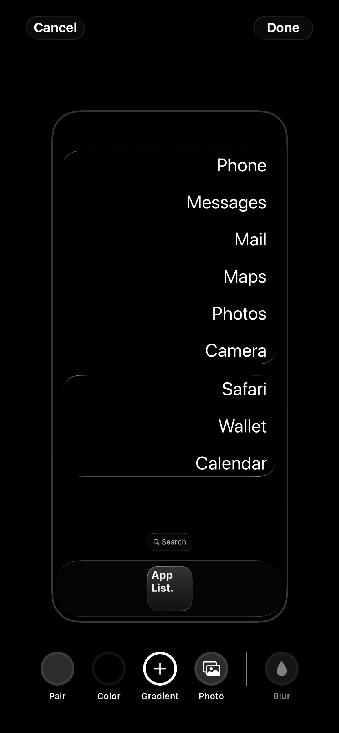 iOS wallpaper customization settings