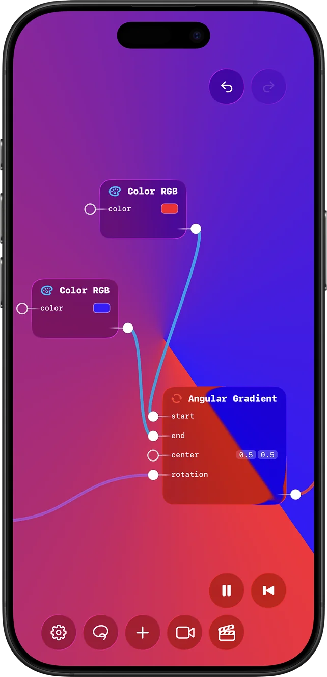Mobile GlassVFX graph with compact controls.