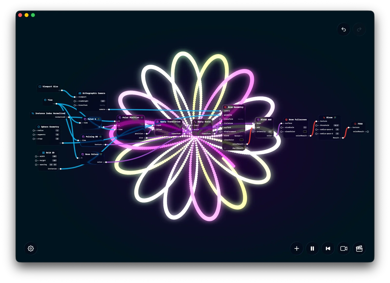 GlassVFX desktop composition with node editor overlay.