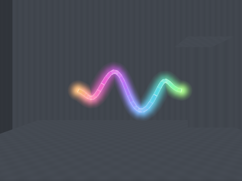 Pinch Loom forms a glowing rainbow strand between two pinch positions